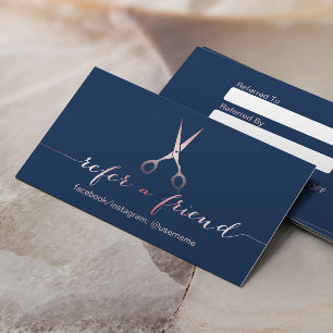 Haar-Stylist-Rosen-Gold Scissor Empfehlungskarte