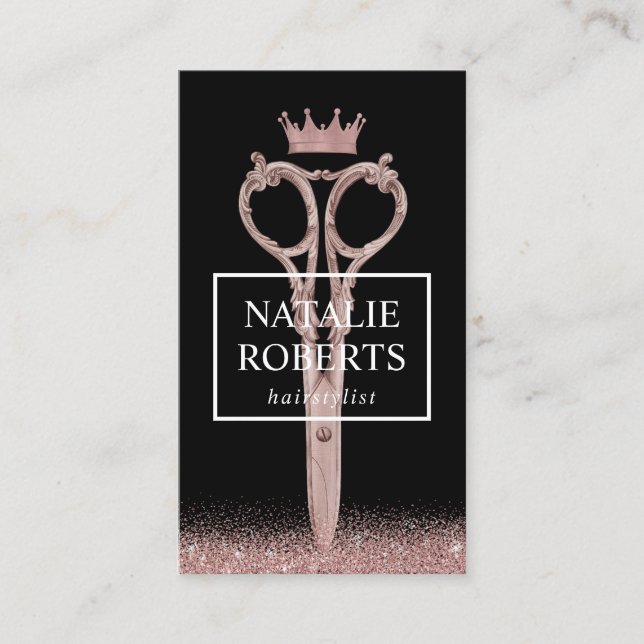 Haar-Stylist-Rosen-Gold Scissor u. krönen Terminkarte (Vorderseite)