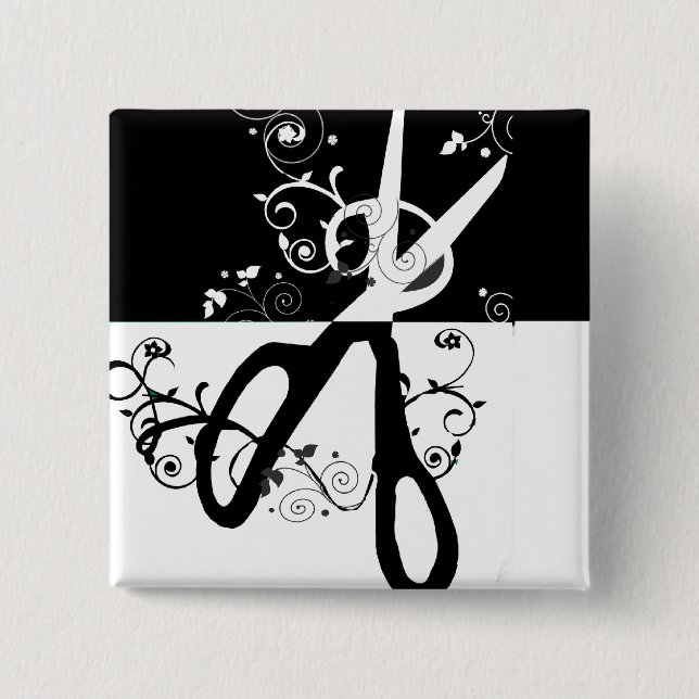 Haar-Stylist-Salonchic-Trendy Schere-Mode Button (Vorderseite)