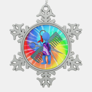 Haar-Stylist Schneeflocken Zinn-Ornament