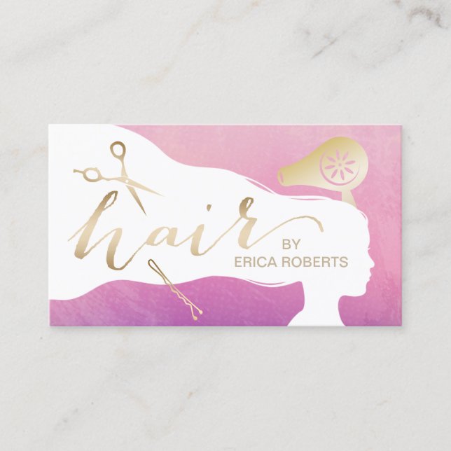 Haar-Stylist-Schönheits-Mädcheneleganter Visitenkarte (Vorderseite)