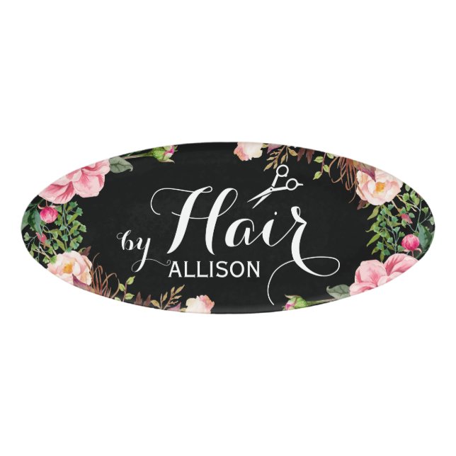 Haar-Stylist-Schönheits-Salon-schönes Blumen herum Namenschild (Vorderseite)