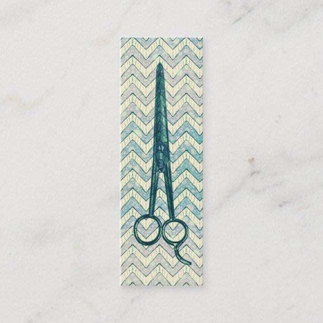 Haar-Stylist scissors Zickzack aquamarine Scheren Mini Visitenkarte (Vorderseite)