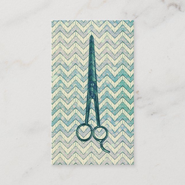 Haar-Stylist scissors Zickzack aquamarine Scheren Visitenkarte (Vorderseite)