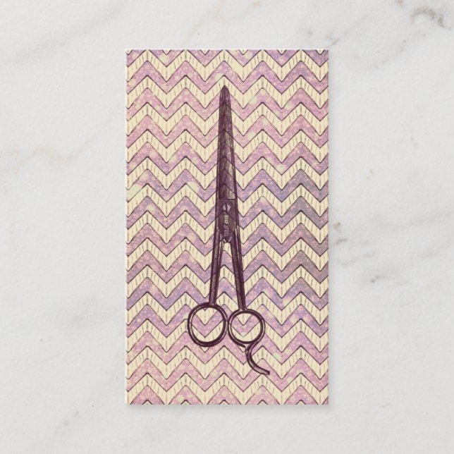 Haar-Stylist scissors Zickzack lila Scheren der Visitenkarte (Vorderseite)