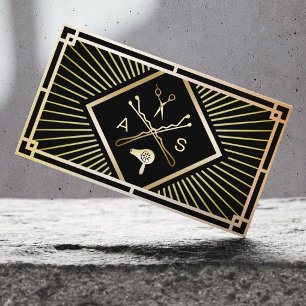 Haar-Stylist-Vintages Kunst-Deko-Schwarzes u. Visitenkarte