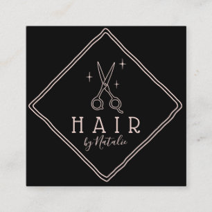 Haar Stylist Zeichnend Schere Logo Minimalistisch Quadratische Visitenkarte
