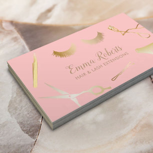 Haar-u. Wimper-Erweiterungs-Salon erröten Rosa u. Visitenkarte