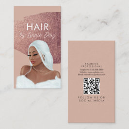 Haare Braid Salon Beauty Black Script Rose Pink Visitenkarte