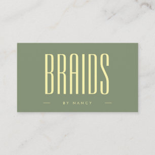 Haare Braiding Sage Green Visitenkarte