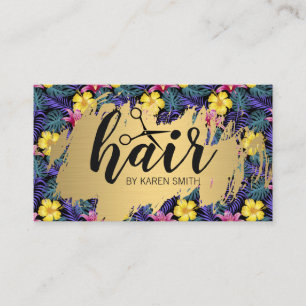 Haare / Gold gebürstet / Monstera Blätter Muster Visitenkarte
