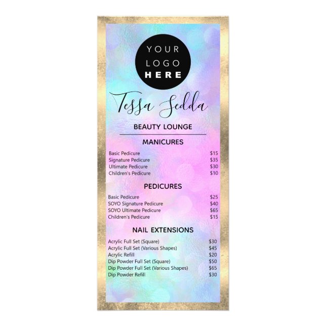 Haare Makeup Nägel Manicure Pedicure Holograph Werbekarte (Vorne)