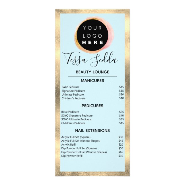 Haare Makeup Nägel Manicure Pedicure Wellness Blau Werbekarte (Vorne)