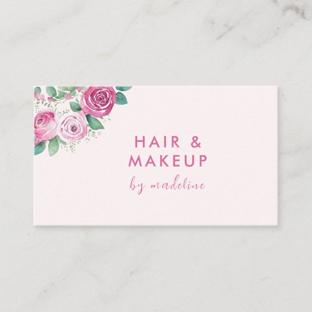 Haare makeup Rosa Visitenkarte (Vorderseite)