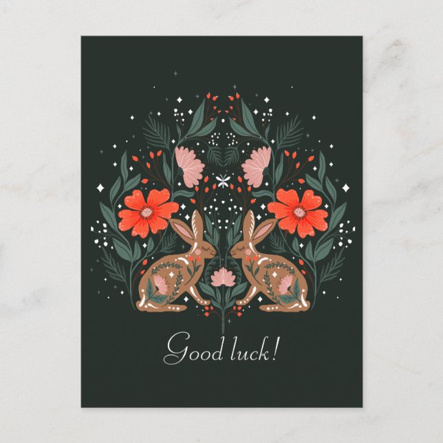 Haare mit Blume und nordischen Motiven Postkarte (Vorderseite)