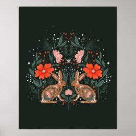 Haare mit Blume und nordischen Ornamenten Poster