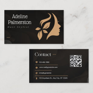 Haare Schwarz und Weiß QR-Code Visitenkarte