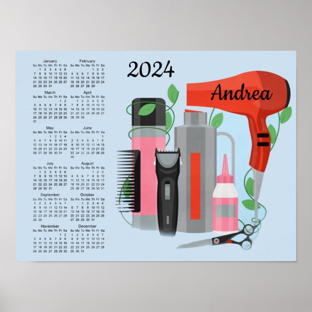Haare Stylist Design 2024 Kalender Poster (Vorne)