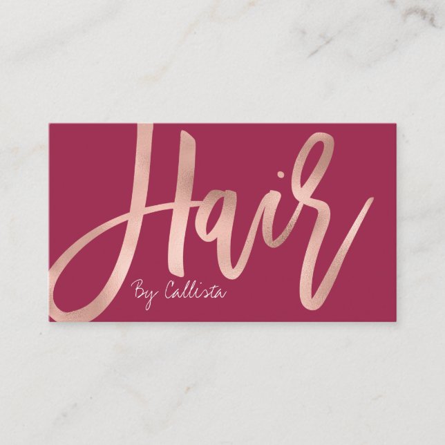 Haare Stylist Einfache Rose Gold Moderne Typografi Visitenkarte (Vorderseite)
