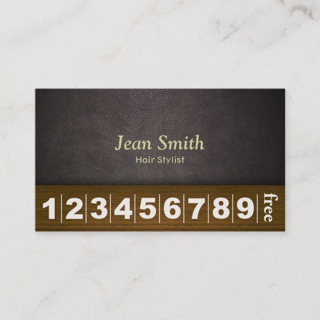 Haare Stylist Friseur Salon Leather & Wood Loyalit Treuekarte (Vorderseite)
