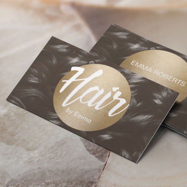 Haare Stylist Gold Circle Brown Haare Hintergrund Visitenkarte (Von Creator hochgeladen)