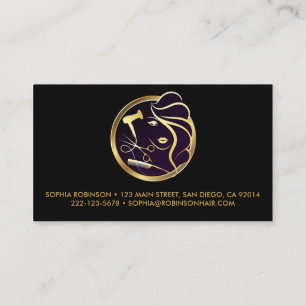 Haare Stylist Gold Script Scheren Comb Dryer Visitenkarte