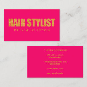 Haare Stylist Gold Typografie Modernes Rosa Visitenkarte