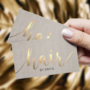 Haare Stylist Gold Typografy Linen Ernennung Terminkarte