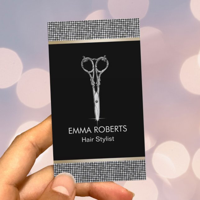 Haare Stylist Luxus Glitzer Grenz Verabredung Terminkarte (Von Creator hochgeladen)
