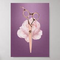 Haare Stylist Rose Goldschere Blume Lila Salon
