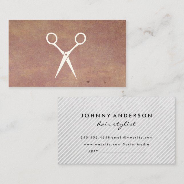 Haare Stylist Silver Scissors Ernennung Terminkarte (Vorne/Hinten)