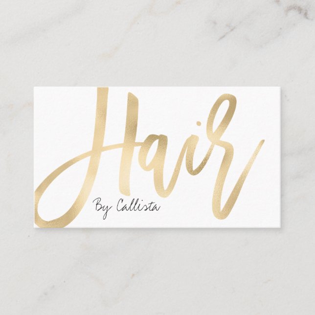 Haare Stylist Simple Chic Gold Moderne Typografie Visitenkarte (Vorderseite)