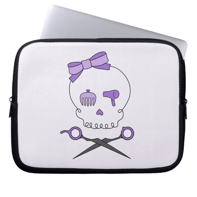Haare Stylist Skull & Scissor Crossbones - Lila 2 Laptopschutzhülle (Vorderseite)
