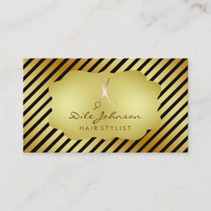 Haare Stylist Striped Gold Glitzer Salon Visitenkarte