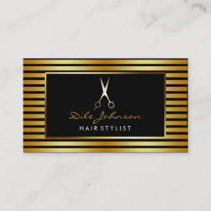 Haare Stylist Striped Gold Glitzer Salon Visitenkarte