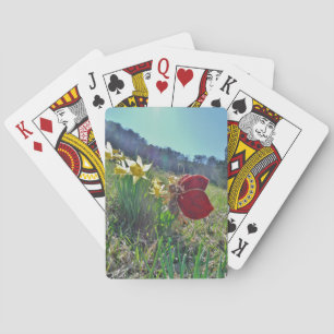 Haare und gelbe Blumen Spielkarten