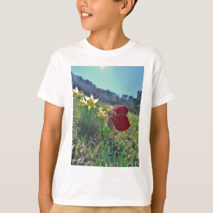 Haare und gelbe Blumen T-Shirt