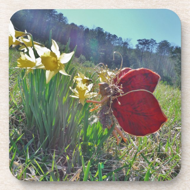 Haare und gelbe Blumen Untersetzer (Vorderseite)