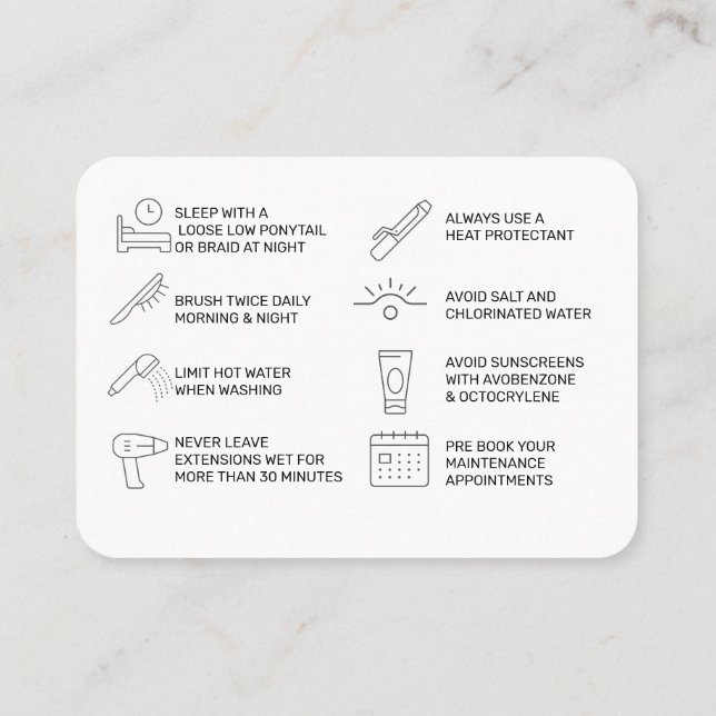 HAAREXTENSIONSKARTE (rosa) Visitenkarte (Rückseite)