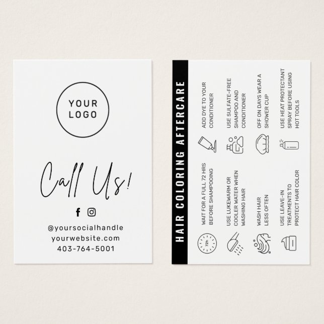 Haarfärbung Moderne Haarfärbekarte Aftercare Card (Vorne & Hinten)