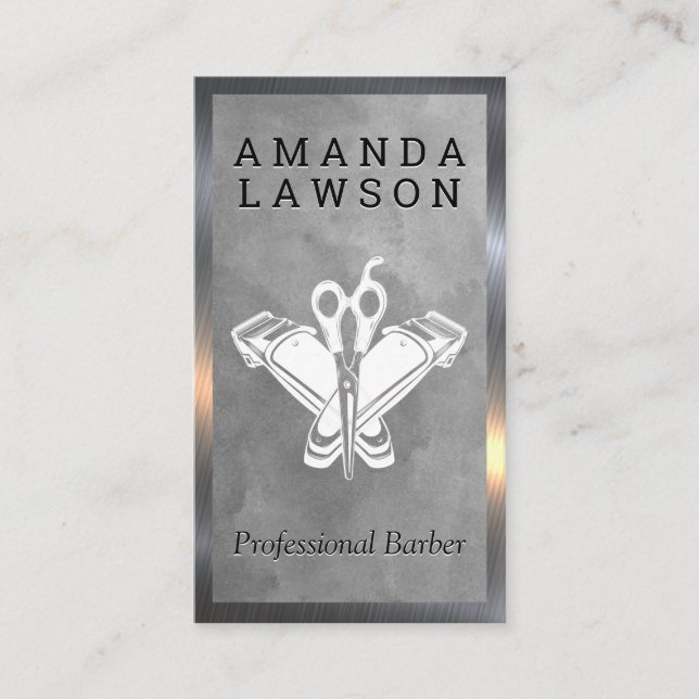 Haarklappen und Schere | Barber Visitenkarte (Vorderseite)