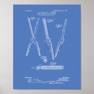 Haarlockenstab 1907 Patent Kunst Blaupause Poster