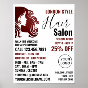 Haarlogos, Haarstylist, Haarsalonwerbung Poster