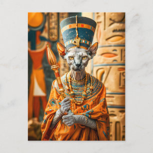 Haarlose Katze Pharao mit Krone Postkarte
