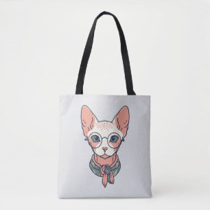 Haarlose Sphynx-Katze mit Brille