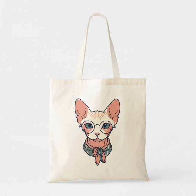 Haarlose Sphynx-Katze mit Brille Tragetasche (Vorne)