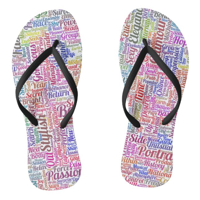 Haarmuster Textmuster Wortwolke Flip Flops (Fußbett)