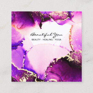 *~* Haarnails Lashes Lila Magenta Gold Reiki Quadratische Visitenkarte