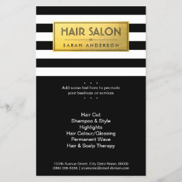 HAARSALON - Goldsiegel und Schwarz-weiße Streifen Flyer