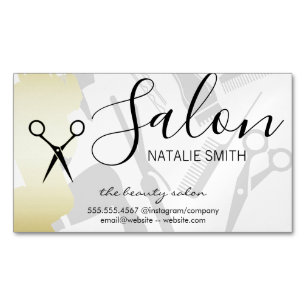 Haarsalon Tools und Gold Brushed Magnetische Visitenkarte